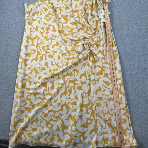 Terra & Sky Ruched Side Midi Dress Plus Size 3X 24W/26W Yellow Sleeveless New