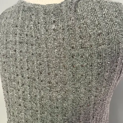 Vocal Gray Sleeveless Beaded Tank Top Blouse