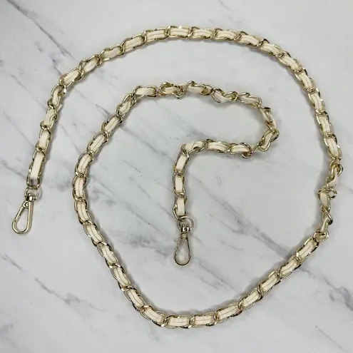 Faux Leather Woven Gold Tone Chain Link Purse Replacement Strap ✨