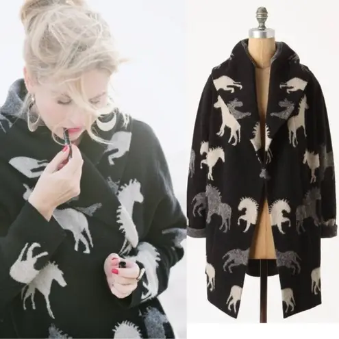 Anthropologie  Field and Flower Sedona Horse Cardigan Sweater Coat Jacket Wool