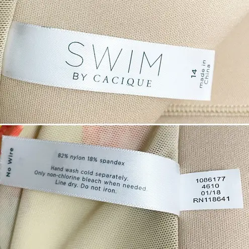 Cacique NWT SWIM by Yellow Floral Blouson Tankini & Bikini Bottom Set Size 14/16