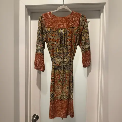 AUW Multicolored Paisley 3/4 Sleeve Dress Size 6