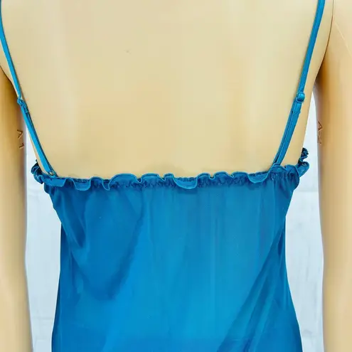 Paltal MEDIUM VINTAGE 90's Blue Floral Lace Fairy Babydoll Camisole Tank Top
