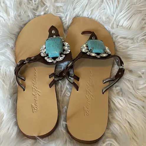 Vintage Beverly Feldman Delicious Leather Gemstone Sandals Size 6.5