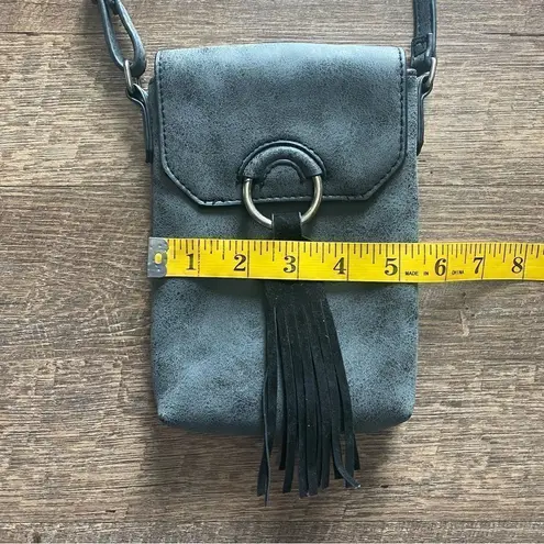 Vegan Leather Purse Crossbody Multiway Waist Fanny Pack Gray Fringe Boho