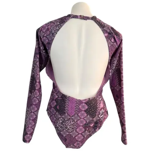 RUSTY Swim One Piece Long Sleeve Surf Suit Size L NEW Purple Floral Size L