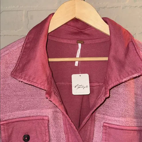 Free People  Ruby Jacket shirt Shacket NEW sweetheart rose pink oversized fleece