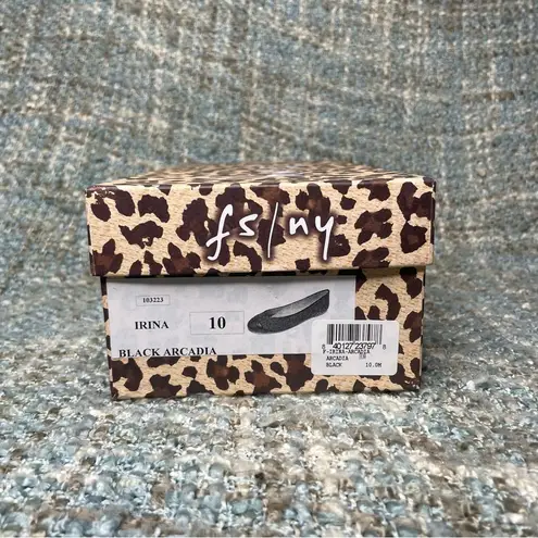 French Sole FS/NY Irina Leather Ballet Flat in Black Acadia Gray Size 10