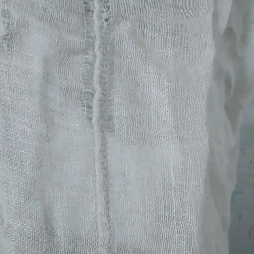 Beige Creme Grass Fine Burlap Hoodie Tunic L Size L