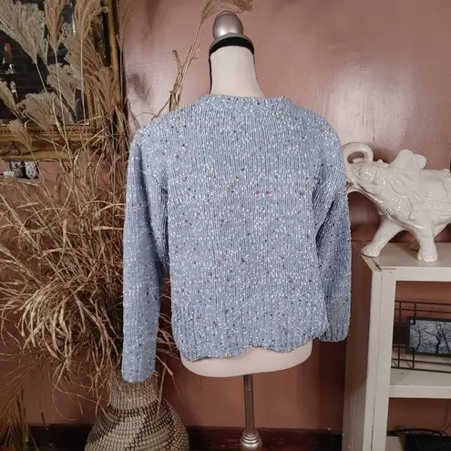 Jun & Ivy Size Small S Light Blue Multi Colored Dots Knit Sweater Crew Kneck T - Image 3