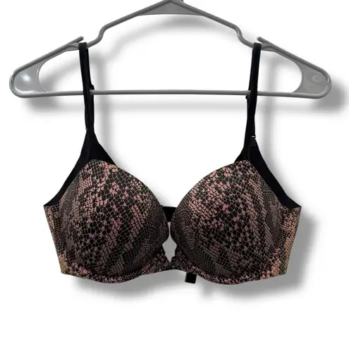Victoria's Secret Black Pink Oil Snakeskin Print Push-Up Bra Sz 32D