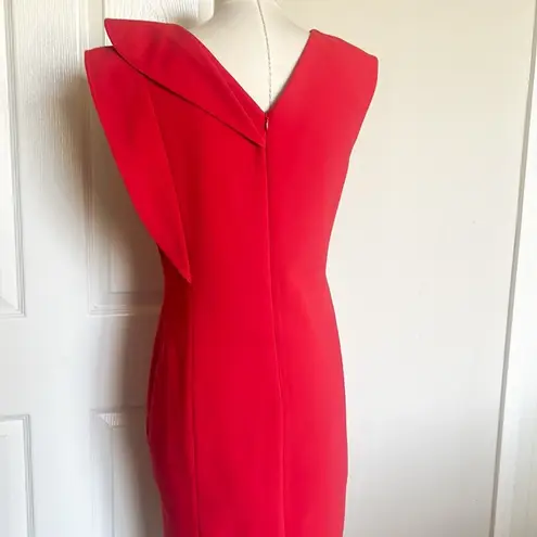 Rickie Freeman Teri Jon Size 8 Red V Neck Cocktail Sheath Dress