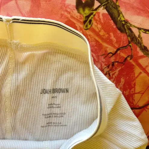 Joah Brown white cotton rib high waisted leggings