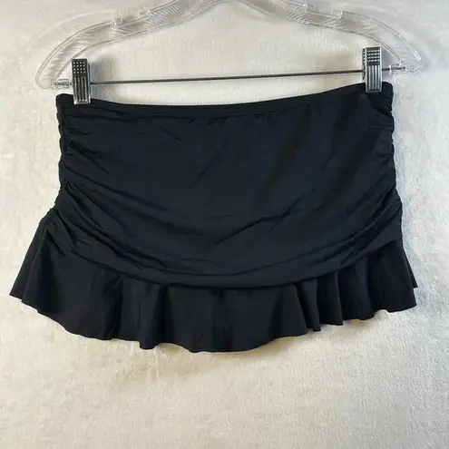 La Blanca  Black Ruched Swim Skirt Ruffle Flounce Built in Briefs Size 6