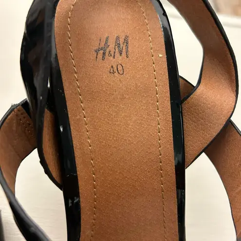H&M Sandals Black Strappy Block Heel  size 40 or 8 1/2. Nice well kept no flaws❤️❤️ - Image 7