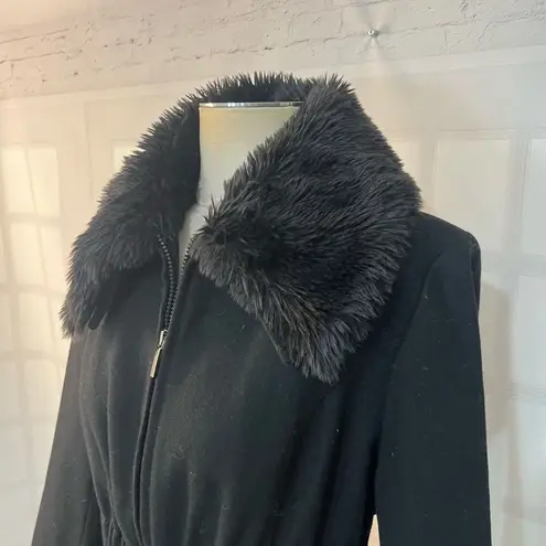 Laundry by Shelli Segal  Fur Wide Collared Full Zip Fit & Flare Dress Coat Sz 14