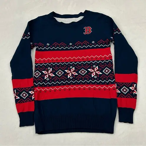 Boston Red Sox MLB Baseball Navy & Red Holiday Ugly Christmas Sweater Women’s XS Blue