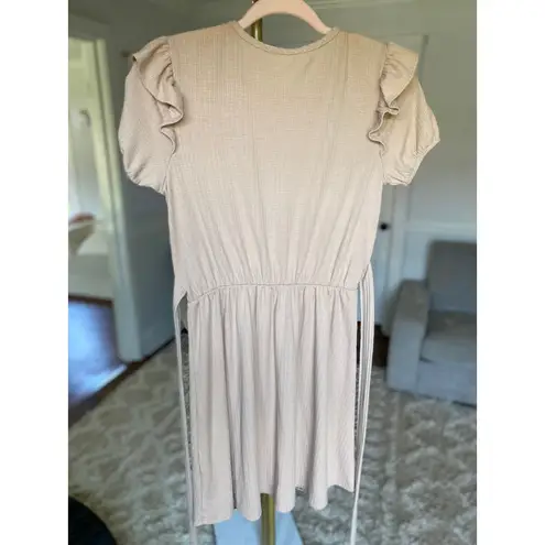 Urban Rose Knit Mini Dress Cottagecore Ruffle Sleeve Summer Wedding Event Ribbed