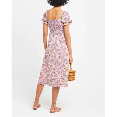 O.P.T. Purple Floral Go On A Date Puff Sleeve Midi Dress size XS $145