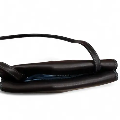 MYWALIT Black Navy Leather Crossbody Wallet Organizer Rainbow Card Slots