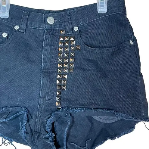 High Sierra Vintage Black Denim Studded Shorts Size 6