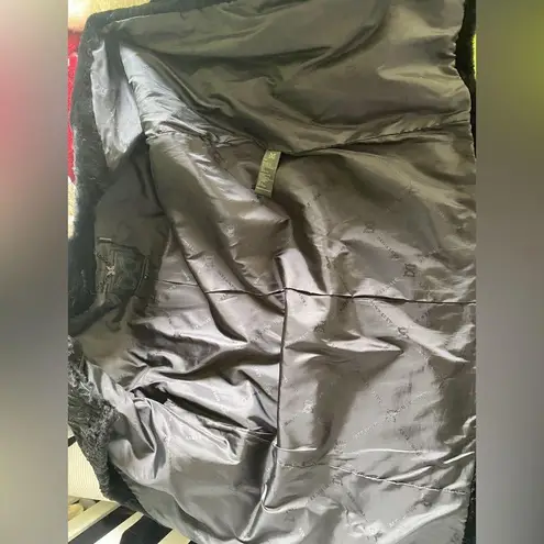 Dawn Levy Catina Coat Rabbit Fur Black Textured Small EUC