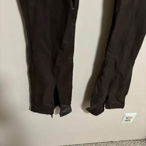 Vintage Havana Stretch Split Hem Flare Pants Faux Leather Chocolate