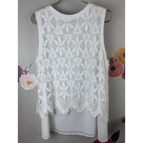 Umgee  Lace Overlay Tank Blouse - Size - Large