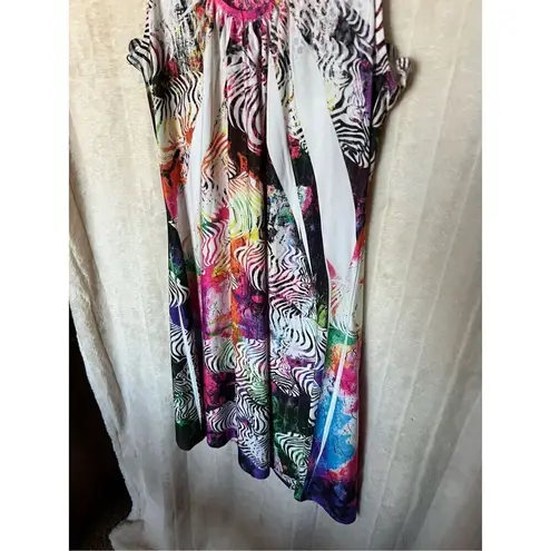 Miss Match Multicolored Patterned Tank Top Dress Woman’s Size Small White