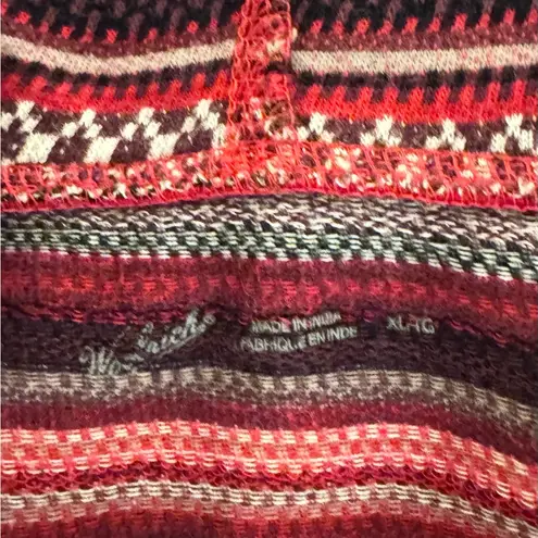 Woolrich  Cabincore Boho Striped Cotton Hoodie Red Pink XL Cozy