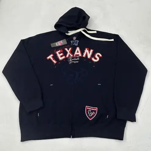 NFL Houston Texans  Football Navy Blue Full Zip Up Hoodie Sweatshirt Adult XL