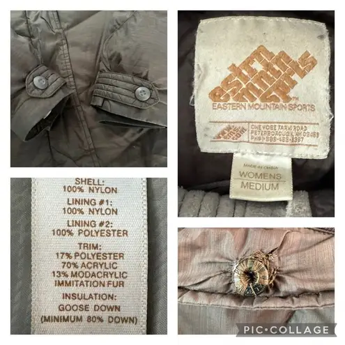 Eastern Mountain Sports Browm down coat removable Faux fur Hood size medium