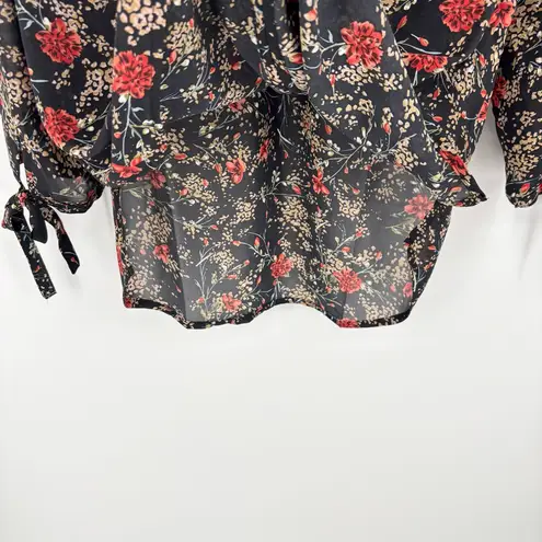 Monday Fun Amiyah Tie Sleeve Blouse Size Small Black NWT