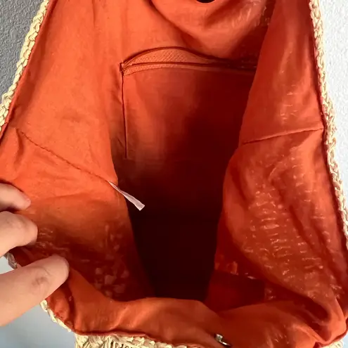 Vintage Capelli Straw Tote Bag Fish Beachy Coastal Ocean Vacation Boho Knit Tan