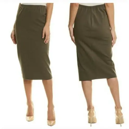 Lafayette 148 $298 NWT NY Size P 0/2 Wiggle Skirt Midi Pencil Knit Stretch Gray