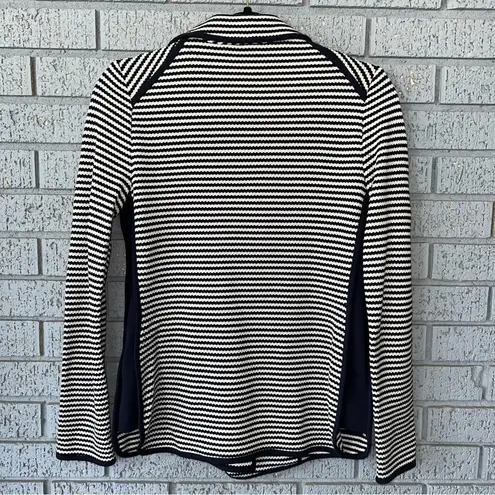 Veronica Beard Blazer Striped Zip-Up Jacket Size 0 Cotton Knit Navy
