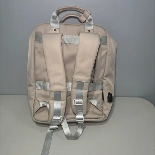 WPJMEFU Beige 15.6 Laptop Padded Backpack USB Port Tan