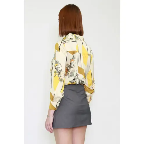 Snow Xue Gao Silk Abstract Prints Yellow Shirt Size L Size L
