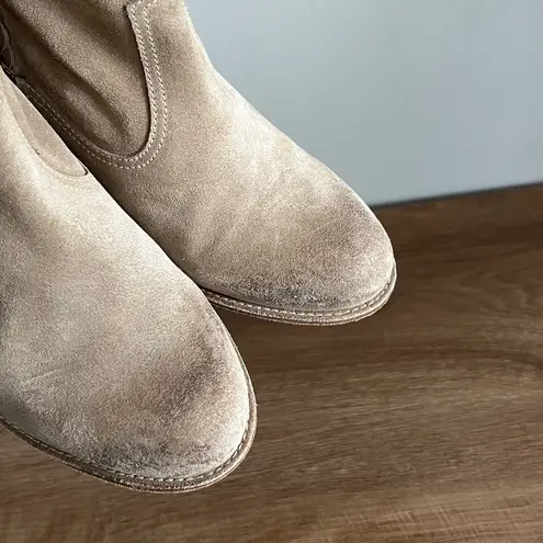 N.D.C. Made by Hand Suede Ankle Boots Beige Sand Western Braided Pull Tab Tan Size 7