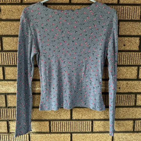 A Byer Vintage 90s Byer California Floral Henley Long Sleeve Top – Women’s Medium