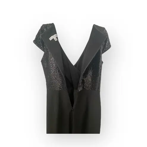 Dress the Population new 𖦹 Jaleah Sequin Surplice Cap Sleeve MIDI Dress 𖦹 Black