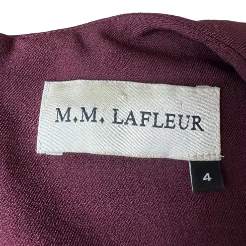 MM.LaFleur Annie V Neck Sleeveless Sheath Dress in Claret Burgundy Sz 4
