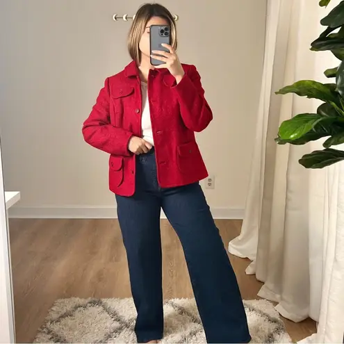 Pendleton Vintage 70s Red Wool Blazer Jacket Medium/16 Retro Holiday