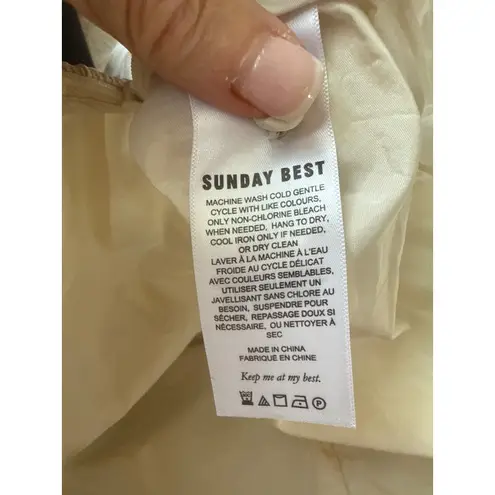 NWT Sunday Best Cream Ruched Sweetheart Long Sleeve Crop Top Sz 10