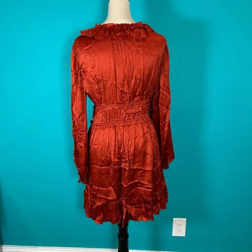 Ulla Johnson Callista Silk Ruffle Dress Crimson Red Tiered Mini Cocktail Size 6