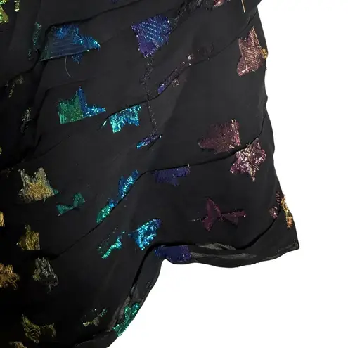 Shoshanna Ronnie Starry Night Black Rainbow Metallic Star One Shoulder Dress 6