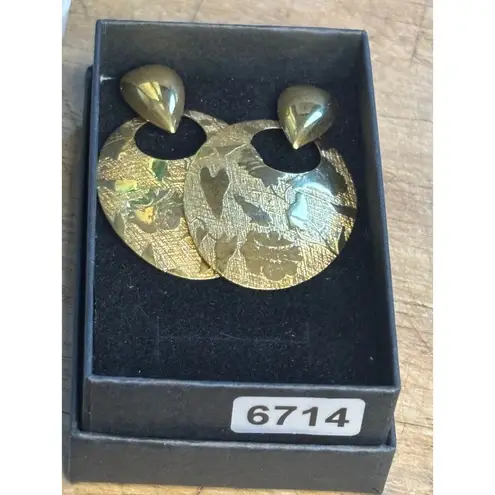 Elegant Teardrop Doorknocker Gold Tone Dangle Earrings