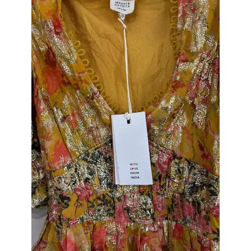 Hemant and Nandita Nova Bodysuit in Mustard Multi X-Small New Womens Blouse Top - Image 7