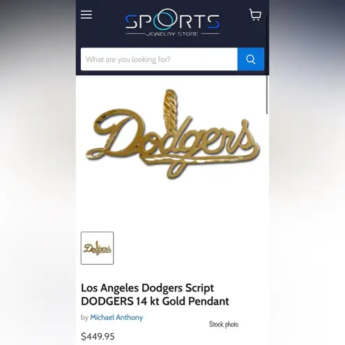 L.A. DODGERS 14K solid script logo pendant by Michael Anthony, NWOT Gold