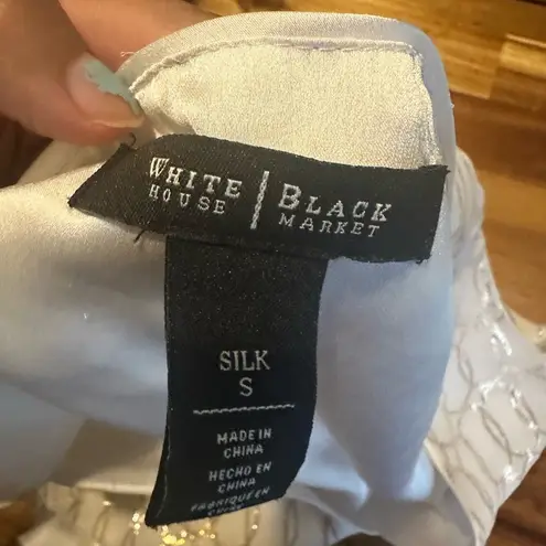 White House | Black Market  Silk White Gold Sleeveless Blouse